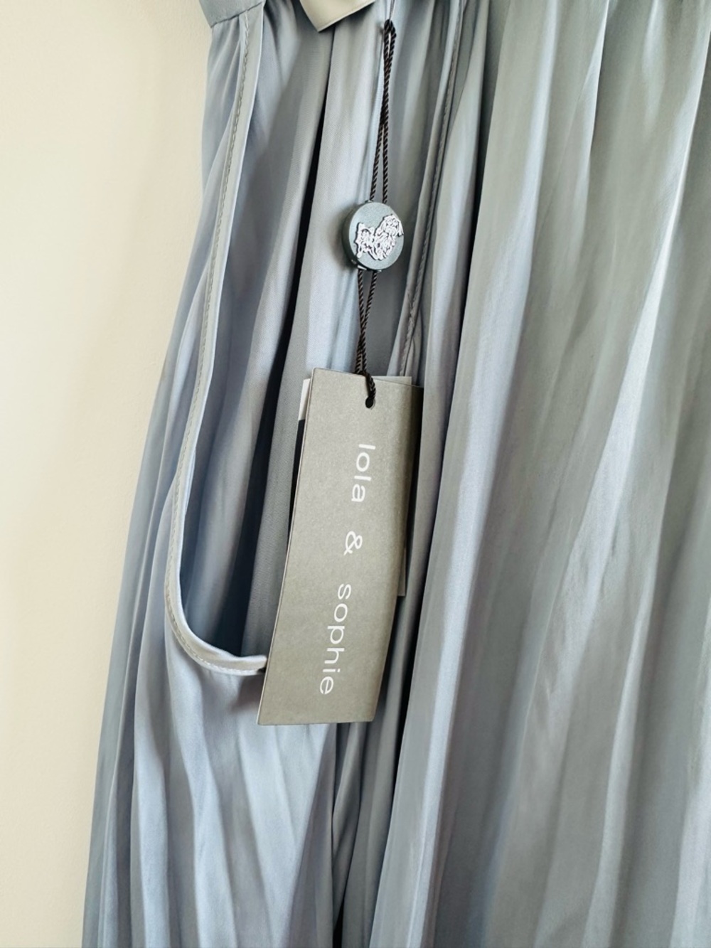 Lola & Sophie One-Shoulder Maxi Dress in Silk Feels Soft Steel Blue - Picture 2 of 4